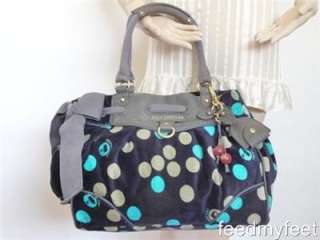 Juicy Couture Velour Blue Polka Dot Daydreamer Tote Bag  