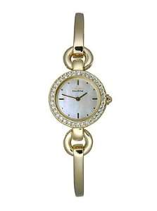    52D Silhouette Bangle Eco Drive Gold Tone Crystal Watch Watches