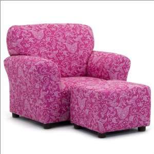   World Small Paisley Club Chair and Ottoman Set in Candy Pink Home