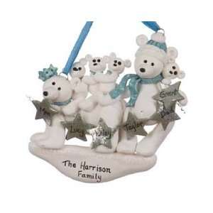  Personalized White Bear Family of 6 Christmas Ornament 