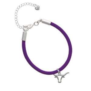   Longhorn Head Outline Charm on a Purple Malibu Charm Bracelet Jewelry