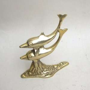 HANDTOOLED HANDCRAFTED BRASS DOUBLE DOLPHIN