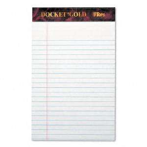 Docket Gold Perforated Pad, Legal Rule, 5 x 8, White, 12 50 Sheet Pads 