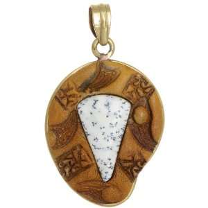  Dendrite Opal Pendant   Brass 