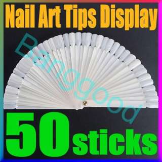   False Nail Art Tips Polish Practice Foldable Stick Display Fan Board