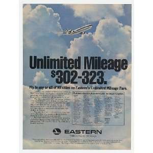  1977 Eastern Airlines Unlimited Mileage Fare Print Ad 