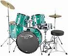 Percussion Plus PP3500 5 Piece Full Size Drum Set Kit w/ Cymbals   Sea 