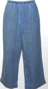   Denim & Co. Classic Waist Textured Denim Drawstring Crop Pants DENIM/S