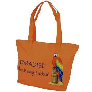   Paradise Canvas Tote Bag   Always 5 OClock w/Parrot
