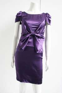 NWT Designer MaxMara Purple Silk Bow Sheath Dress XS/S  