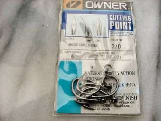 Owner Cutting Point 2/0 Ringed Gorilla Hook, Qty 5  