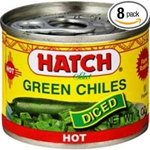 Hatch Diced Hot Green Chilies, 4 Ounce (Pack of 8)  