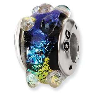    925 Silver Rainbow Bubbles Dichroic Glass Jewelry Bead Jewelry