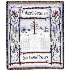    Snowy Winter Garden Christmas Afghan Tapestry