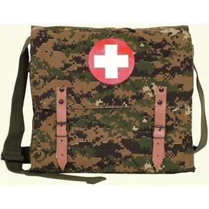 Digital Woodland Camouflage Canvas German Medic Shoulder Bag   12.5 x 
