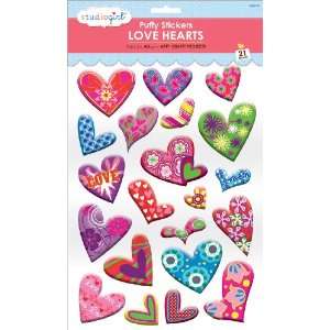  Studio Girl Pearl Puffy Stickers Love Hearts 21/Pkg Arts 