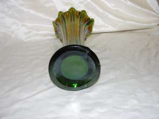 Authentic Vintage Northwood Carnival Glass Green Thin Rib Vase  