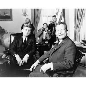  President John F. Kennedy & Willy Brandt 8x10 Silver 