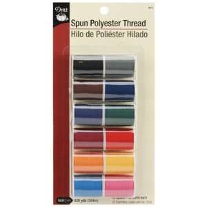 Dritz Polyester Thread   35 Yard Spools (12 Pack)   Dark Shades 