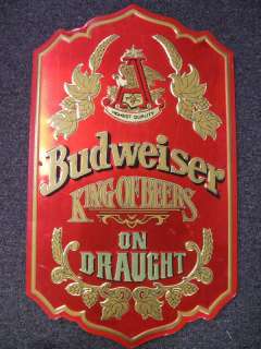 BUDWEISER ON DRAUGHT TIN SIGN   KING OF BEERS  
