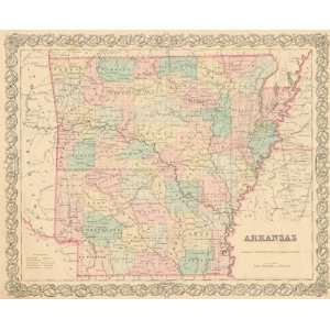  Colton 1855 Antique Map of Arkansas   $249 Office 