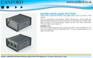 Canford AES/EBU 110 Ohm 1x3 Digital Audio Splitter XLR  