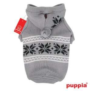  Puppia Fireside Snowflake Knit Dog Hoodie Sweater with Pom 