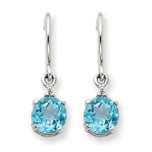    14k White Gold Blue Topaz & Diamond Dangle Earrings Jewelry