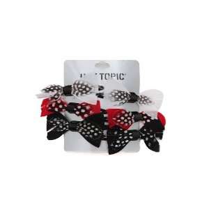  Black Red And White Feather Hair Bows 6 Pack Beauty