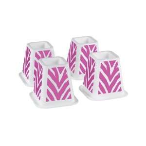   Collection Pink Zebra Printed Bed Raisers, Set of 4