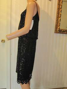 NEW Maggy London Black Lace Sequin Evening Dress, Womens Formal 