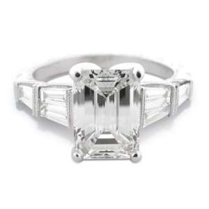 97 Ct Platinum Emerald Cut Diamond Ring (1.50 Ct UGL Certified Ctr 