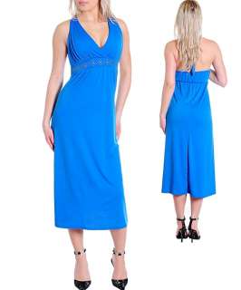 WOMANS PLUS SIZE BLUE HALTER MAXI DRESS 2XL 18/20 NEW  