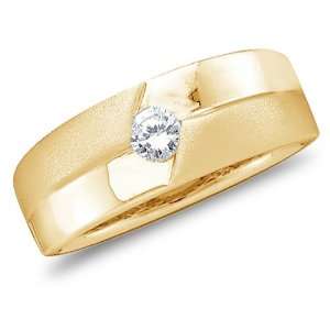14K Yellow Gold Diamond MENS Wedding Band OR Fashion Ring   Solitaire 