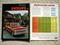 1974 FORD PickUp TRUCK BrochureRANGER,F 100,XLT,4WD,  