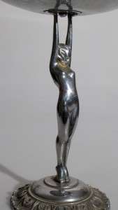 ART DECO DIANA FIGURE WITH FRUIT BOWL IN CHROME  