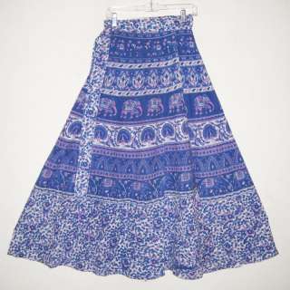 GEETA Hippie Boho Indian RETRO Ethnic Block Print Wrap Skirt All 