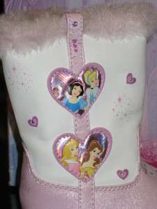 Disney Princess light up fur boots shoes white pink NEW  