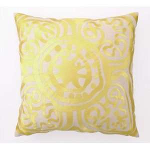  Trina Turk Yellow Rustic Medallion Embroidered Pillow 