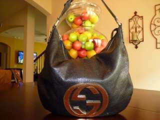 100% Authentic Gucci Black Leather Blondie Hobo 130771  