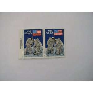 Pair of $2.40 US Postage Stamps, 1989 Moon Landing 20th Anniversary 