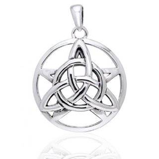 Druids Amulet   Triquetra Knot and Pentacle Sterling Silver Pendant