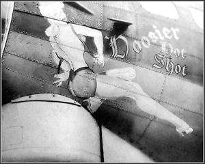 Photo Nose Art Hoosier Hot Shot, B 17G Bomber, WWII  
