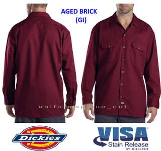Dickies Men LONG SLEEVE Work Shirt Nwt 574 AGED BRICK  