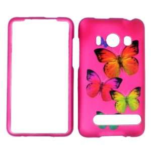 HTC EVO 4G Colorful Butterflies on Pink Hard Case/Cover/Faceplate/Snap 
