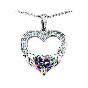 Celtic Love by Kelly Hands Holding 8mm Heart 1inch Claddagh Pendant 