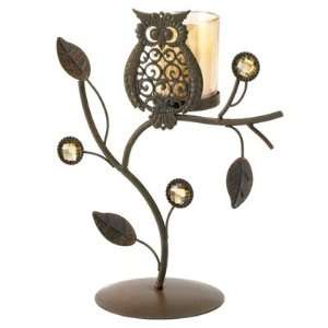  Wise Owl Ornamental Vine Leaf Votive Candleholder Stand 
