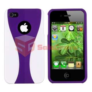   Black Leather+Purple White Hard Pouch Cup Shape Case Cover  