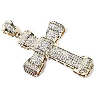 18k Yellow Gold Plated CZ Cubic Zirconia Hip Hip Iced Micro Pave Mens 