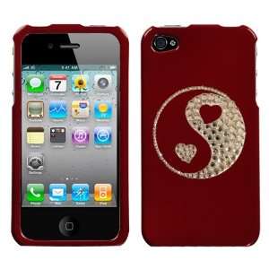 Red and White Crystal Rhinestone Bling Bling Ying Yang Hearts for At&t 